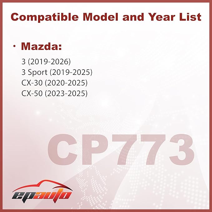EPAuto CP773 (CF12773) Cabin Air Filter includes Activated Carbon, Replacement for Mazda 3 (2019-2026), Mazda 3 Sport (2019-2025), CX-30 (2020-2025), CX-50 (2023-2025)