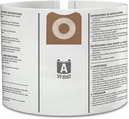 15 Pack VF3502 Repalcement Bags for Rigid Shop Vac Bags 16 Gallon Size A, compatible with RIDGID 12-16 Gallon Wet/Dry Vacuums, High Efficiency Dust Filter Bags, Part# 23743