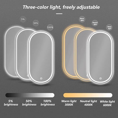 Irregular Bathroom Mirror with 3 Colour LED Light, Wall Mounted Makeup Mirror with Touch Switch and Demister Pad, Energy-Saving LED Smart Mirrors, Dimmable(A,23.6 * 47.2in/60 * 120cm)