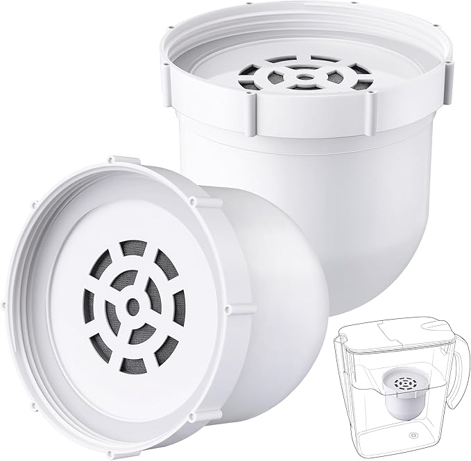 2 Pack Upgraded Water Pitcher Replacement Filter Compatible with Clearly Filtered No. 1 Filtered Water Pitcher, 100 Gallon Long Life, Removes Fluoride Chlorine Lead and Odors