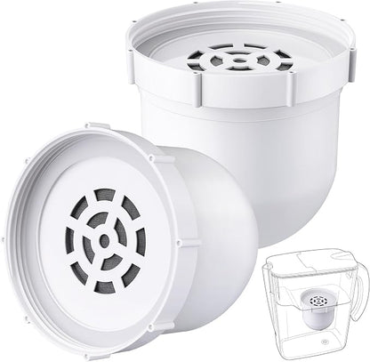 2 Pack Upgraded Water Pitcher Replacement Filter Compatible with Clearly Filtered No. 1 Filtered Water Pitcher, 100 Gallon Long Life, Removes Fluoride Chlorine Lead and Odors