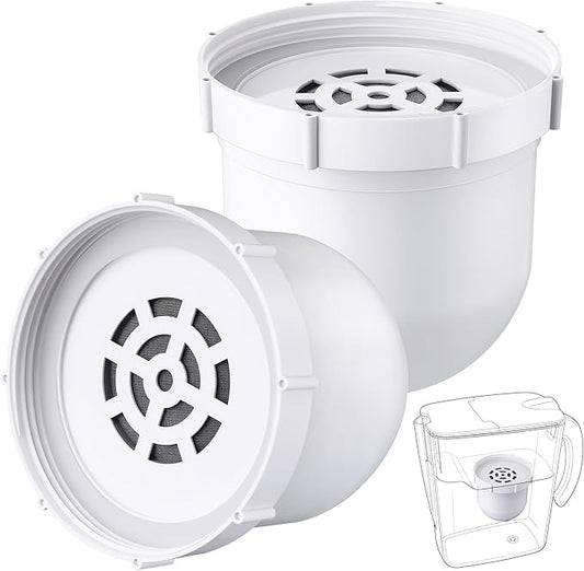 2 Pack Upgraded Water Pitcher Replacement Filter Compatible with Clearly Filtered No. 1 Filtered Water Pitcher, 100 Gallon Long Life, Removes Fluoride Chlorine Lead and Odors