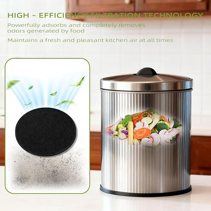 Compost Bin Charcoal Filters Replacement - 8 Pack 6.7 Inch Round Activated Charcoal Filters, Fits Most Countertop Compost Pail