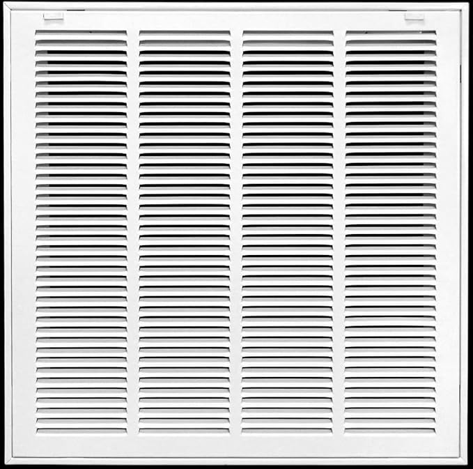 HVAC Premium 20" X 24" Steel Return Air Filter Grille for 1" Filter - Fixed Hinged - HVAC Duct Cover - Flat Stamped Face - White [Outer Dimensions: 22 5/8"w X 26 5/8"h]