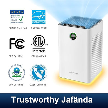 Jafända Air Purifiers for Home Large Room, Smart WiFi and Alexa Control, True HEPA 13 Filter Air Cleaner with Activated Carbon, 1190 Ft², Remove Dust Pollen Smoke Odors, Quiet Sleep Mode 23dB