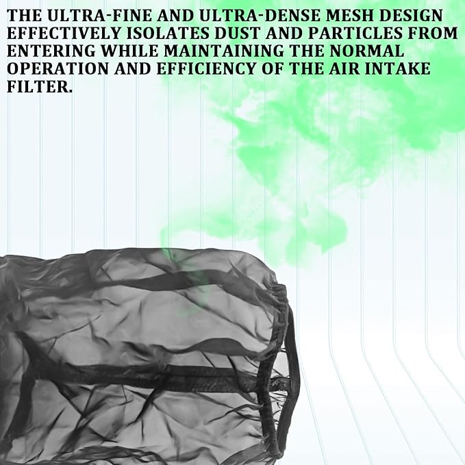 Cold Air Intake Filter Cover, Thickened Dust-proof Water-proof Motorcycle Universal Air Intake Cover Filter Sock Compatible with Harley Davidson Touring, for High Flow Cone Air Filter (L)