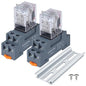 Electromagnetic Power Relay, 8-Pin 10 AMP 24V AC Relay Coil with Socket Base, LED Indicator, DPDT 2NO 2NC - MY4NJ 2PCS [Applicable for DIN Rail System]