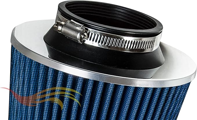 BLUE 4" 102 mm Inlet Truck Air Cone Replacement Performance Washable Clamp-On Dry Air Filter (8" Tall)