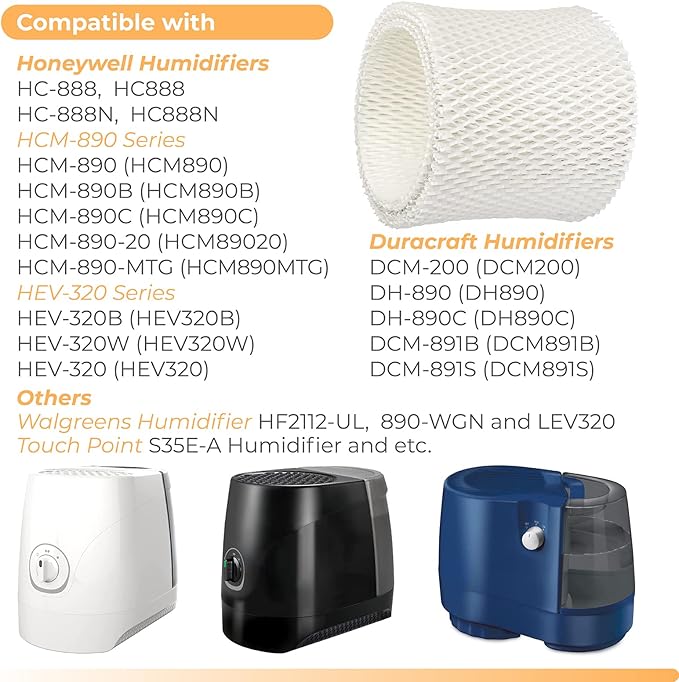 ANTOBLE 2 Pack HC-888 HC-888N Humidifier Wicking Filters Replacements for Honeywell HC888 HCM-890 HEV-320 Series & Duracraft D88 DCM-200 DH-890 Humidifier Filter C