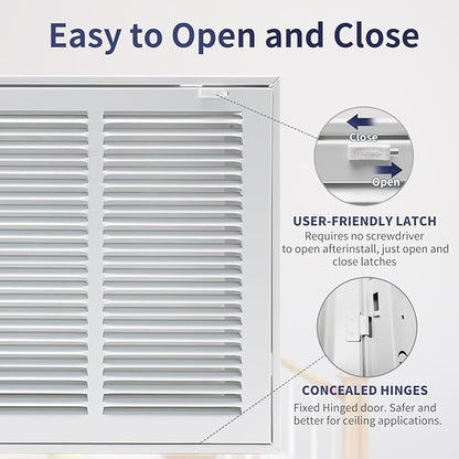 18"W x 12"H [Duct Opening Size] Steel Return Air Filter Grille - Removable Face/Door for 1 inch Filters -HVAC Vent Cover Grill - White [Outer Dimensions: 20 5/8"W X 14 5/8"H]