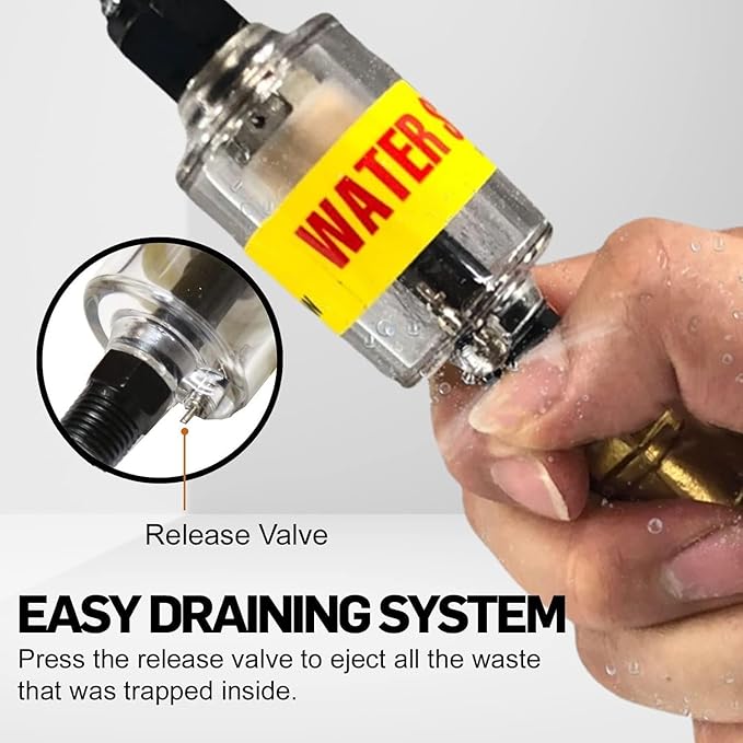 LE LEMATEC Air Dryer for Compressor - Inline Water Separator & Air Tool Oil, 1/4" NPT Moisture Separator for HVLP Spray Guns, Plasma Cutters, Pneumatic Tools, 2-150 PSI (Pack of 2)
