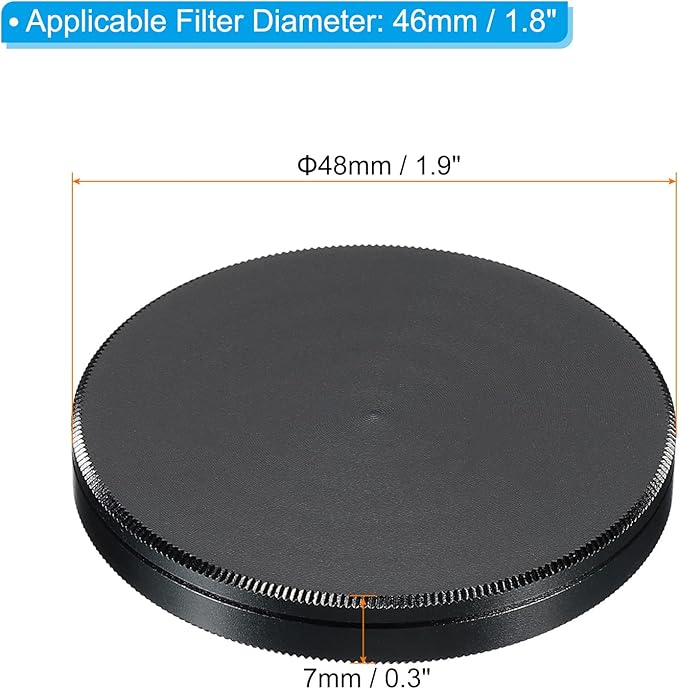PATIKIL 46mm Lens Cap, Camera Lens Cap Cover Universal Front Metal Lens Filter Stacks Cap Protective Case for 46mm Camera Circular Polarizing Fader ND Filter, Black