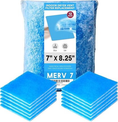 Dryer Filter Replacement - Compatible with Better Vent Indoor Dryer Vent Systems - Portable Indoor Dryer Filters - MERV 7 Double Filtration (12-Pack)