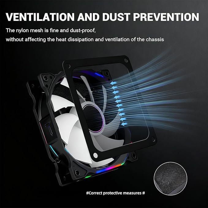 120mm Fan Dust Filter Mesh Compatible for Computer Cooler/PSU/Routers Nylon Mesh,Frame PC Fan Dust Meshes Cooler Filter Dustproof Computer Fan Grills (120 * 120mm,4pcs)
