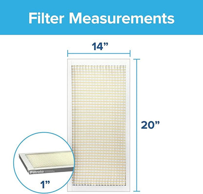 Filtrete 14x20x1 AC Furnace Air Filter MERV 5 MPR 300 Capture Unwanted Particles 3-Month Pleated 1-Inch Electrostatic Air Cleaning Filter, 6-Pack (Actual Size 13.81x19.81x0.81 in)