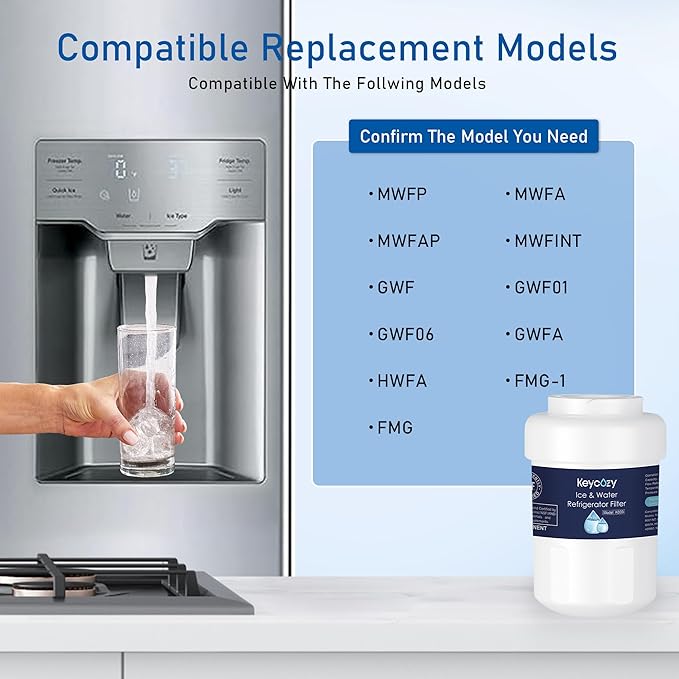 K003 Refrigerator Water Filter Replacement for GE MWF, martWater MWFP, MWFA, GWF, HDX FMG-1, WFC1201,WFC1201, RWF1060, 197D6321P006, PC75009,Kenmore 9991,GSE25GSHECSS, PSHS6PGZBESS (1)