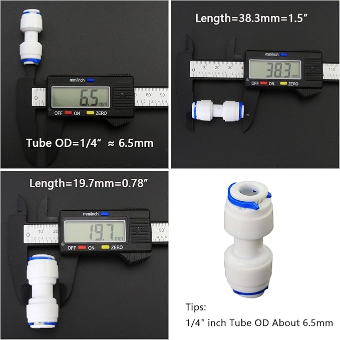 Water purifier adapter, 1/4 "FPT x 1/4" pipe quick connector, outer diameter 1/4 inch quick push plastic pipe connector, suitable for reverse osmosis filtration RODI system 5PC
