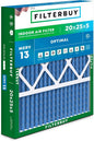 Filterbuy 20x25x5 Air Filter MERV 13 Optimal Smoke & Allergy Defense (1-Pack), Pleated HVAC AC Furnace Filters for Honeywell FC100A1037, Lennox X6673, and More (Actual Size: 19.88 x 24.75 x 4.38)