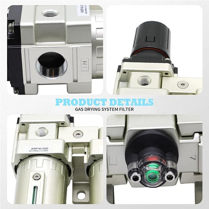 3/4" NPT Industrial Grade 4 Stage Gas Drying System, Coalescing Filter, Desiccant Dryer, Auto Drain, Compatible with Paint Spray, Plasma Cutter (Auto Version)