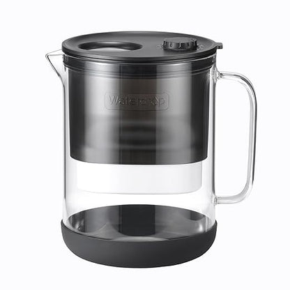Waterdrop Glass Water Filter Pitcher with 1 Filter, Eco-Friendly, with NSF 53&42&372 Certified Filter, 7-Cup, Reduces PFOA/PFOS, Chlorine, Cadmium, Copper, Mercury, BPA Free, Easy to Clean, Black