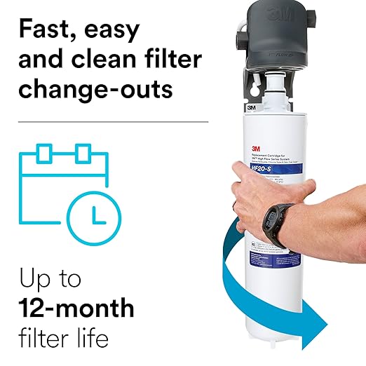 3M Water Filtration Replacement Cartridge for Commercial Ice Maker Machine HF20-S for High Flow Serie ICE120-S, Reduce Sediment, Microplastics, Chlorine Taste and Odor, Cyst, Inhibit Scale (Pack of 2)