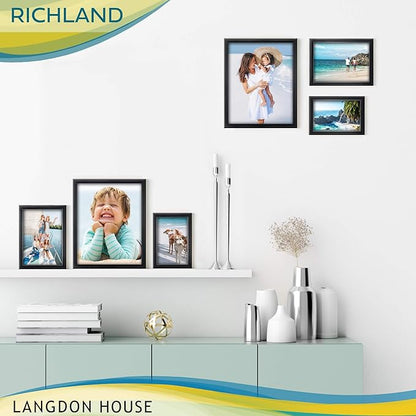 Langdon House 4x6 Picture Frames Set (Black, 6 Pack) Distinguished Edging for Classic Style, Richland Collection