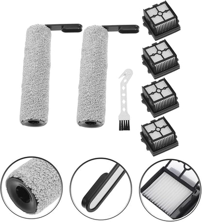 Cabilock 1set Replacement Brush and Filter for Floor Scrubber Includes Slim Rollers and Filters Compatibility for Cleaning and Odor Removal