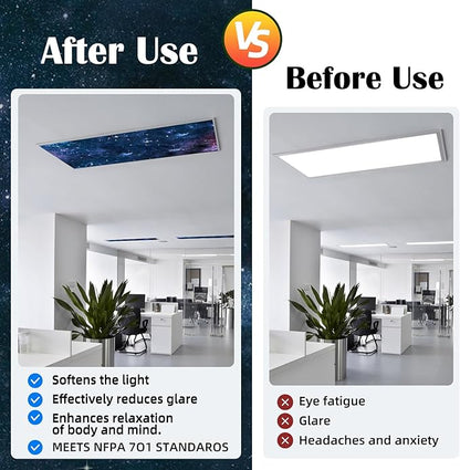 Fluorescent Light Covers - Classroom Covers for Ceiling Lights, 1 PCS 4 x 2 Feet Magnetic Light Filters, Classroom, Office Decor (Starry Sky)
