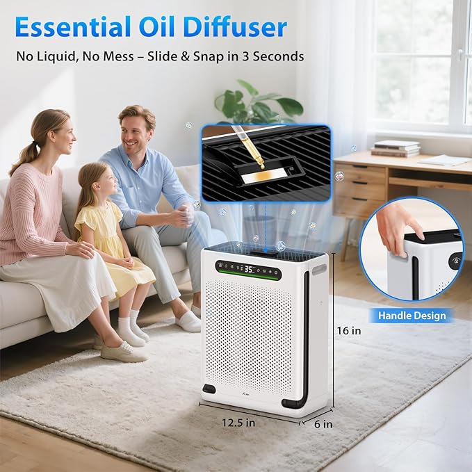 Air Purifiers for Home Large Room Up to 2600 Ft², HEPA Air Purifier with Washable Filter & Air Quality Display, Powerful Turbo Mode Air Cleaner for Pet Hair Odors Smoke Dust, HAP605