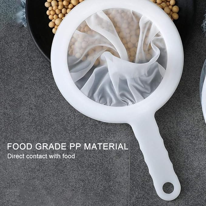 Kitchen Ultra-Fine Nylon Mesh Strainer I Plastic Sieve Fine Mesh Filter Spoon For Soy Milk Coffee Filter Milk Yogurt Juice Kefir Honey Wine coladores de cocina Kitchen Gadgets (400 Mesh)