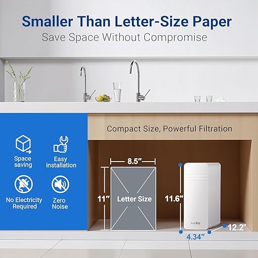 IceJoy TSU 0.01μm Ultra-Filtration Under Sink Water Filter System, 3-Stage Sink Water Filter Tankless Design with Faucet, Smart Panel Display, Eco-Friendly, No Electricity or Water Waste