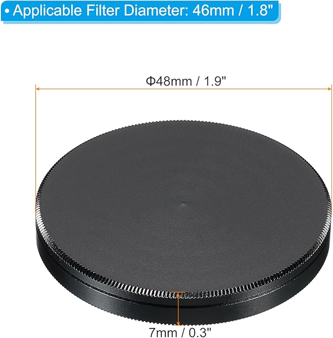 PATIKIL 46mm Lens Cap, 2 Pack Camera Lens Cap Cover Universal Front Metal Lens Filter Stacks Cap Protective Case for 46mm Camera Circular Polarizing Fader ND Filter, Black