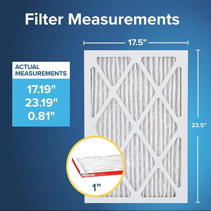 Filtrete 17.5x23.5x1 AC Furnace Air Filter, MERV 11, MPR 1000, Micro Allergen Defense, 3-Month Pleated 1-Inch Electrostatic Air Cleaning Filter, 4 Pack (Actual Size 17.19x23.19x0.81 in)