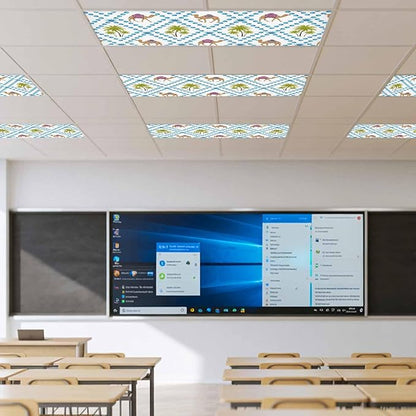 4 Pack Fluorescent Light Cover, Camels Palm Trees Light Covers for Ceiling Lights, Tropical Desert Animal Plants Polka Dot Magnetic Lights Filters Ceiling Shade for Classroom/Office - 4 x 2 Feet