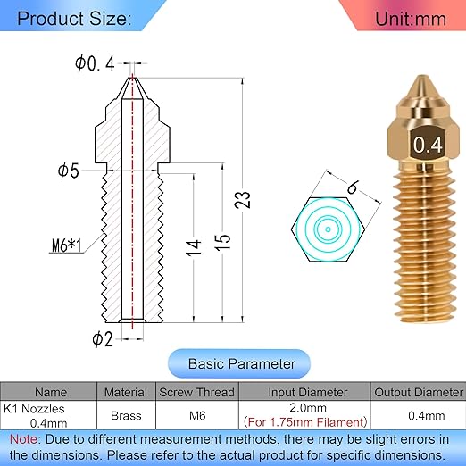 8Pcs K1 Nozzles 0.4mm, Brass High-Speed 3D Printer Nozzles Compatible with Creality Ender 3 V3 KE, K1, K1 Max, CR-K1, CR-10 SE, CR-M4 –Durability & Smooth Filament Flow,