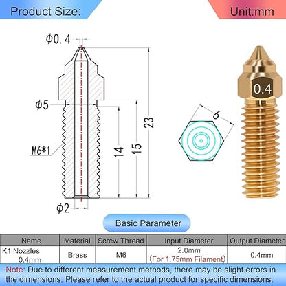 8Pcs K1 Nozzles 0.4mm, Brass High-Speed 3D Printer Nozzles Compatible with Creality Ender 3 V3 KE, K1, K1 Max, CR-K1, CR-10 SE, CR-M4 –Durability & Smooth Filament Flow,
