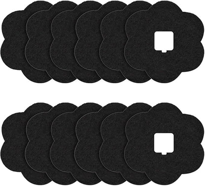 ENLOY 7.2 Inch Universal Trash Can Charcoal Filters Replacements, 12-Pack Flower Shape Stick-on Activated Charcoal, Absorbing Filters Purifying Deodorizer for Compost Bin Pail, Trash Cans, Recycle Bin