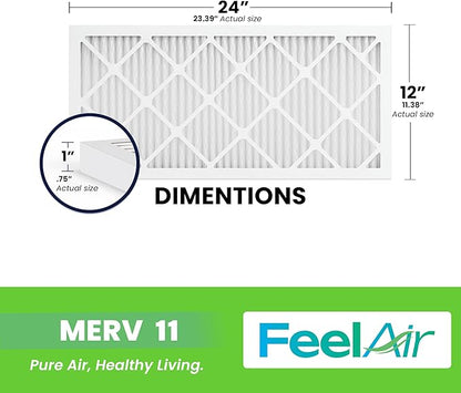 12x24x1 Air Filter – 6 Pack, MERV 11 Pleated HVAC & Furnace Filter, Electrostatic Mechanical Filtration (Actual Size 11.50 x 23.50 x 0.75)