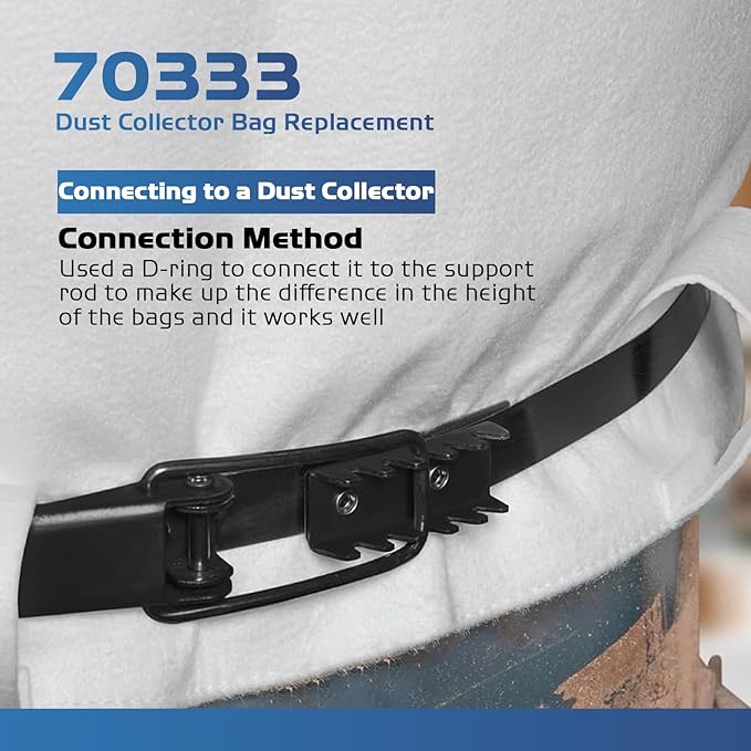 70333 Dust Collector Bag, fit for POWERTEC DC-1512, Vacuum & Dust Collector Bags, Compatible with JET, Grizzly, Shop Fox, Wen, Harbor Freight, 21" x 31", 1 Micron Filter