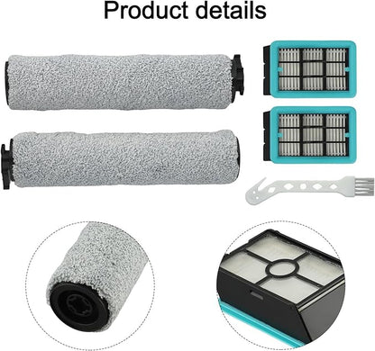 Replacement Roller Brush and Filter Kit for CrossWave 3831 HF2, 3845, 3847, 3848 Floor Scrubber – Wet/Dry Cleaning Accessory, Piece Set