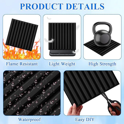 Nuanchu 32 Pcs 3D Slat Wall Panels, 12"x12" PVC Fluted Wall Paneling for Interior Decor, Paintable Waterproof Textured Tiles for Living Room TV Background Gaming Room, 32 Sq. ft Coverage (Black)