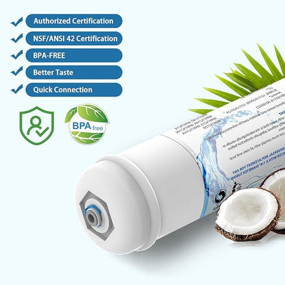 Inline Activated Carbon Water Filter, T33 1/4" Quick-Connect Replacement Cartridges for Refrigerator & Ice Maker, Under Sink System, Reverse Osmosis Water System, 2 Pack