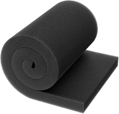 Pawfly Aquarium Filter Media Pad for Fish Tank Filters Aquarium Filter Media Sponge Filter Floss Roll for Sumps Ponds Hydroponics Black Foam Floss for Water Filtration, 36" L x 12" W