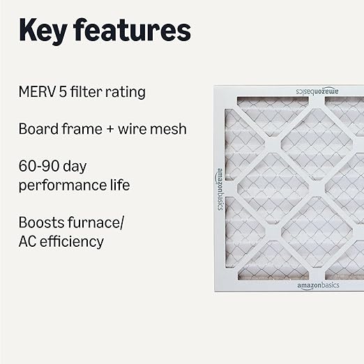 Amazon Basics Merv 5 AC Furnace Air Filter 14x14x1 inches, Pack of 6 (Actual size: 13.75" x 13.75" x 0.75")