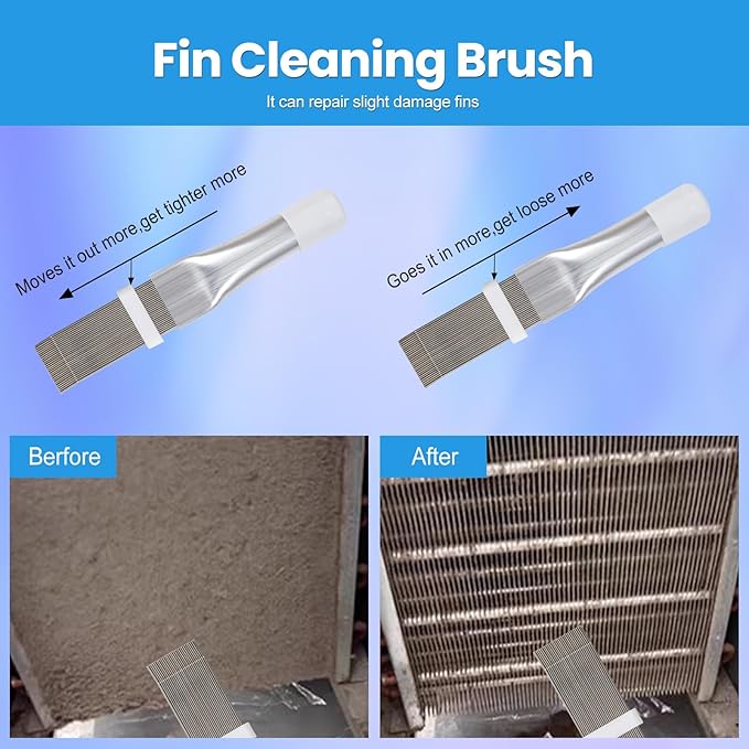 6 PCS Air Conditioning Fin Cleaner Set, Air Conditioner Fin Comb Straightener Tool, HVAC Coil Cleaning Brush for AC Radiator Evaporator Maintenance Clean Tool