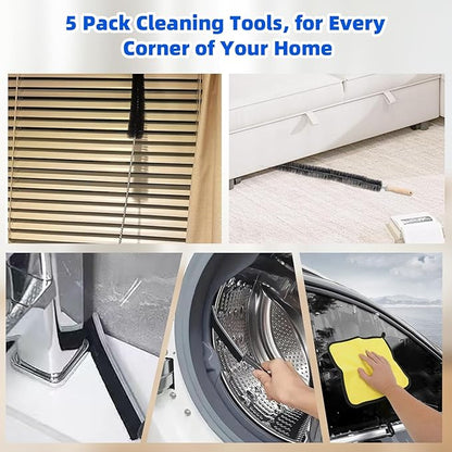 Dryer Vent Cleaner Kit 5 Pack for Fire Prevention-Home Essentials Long Flexible Dryer Vent Brush for Lint Trap-Multipurpose Household Cleaning Tools