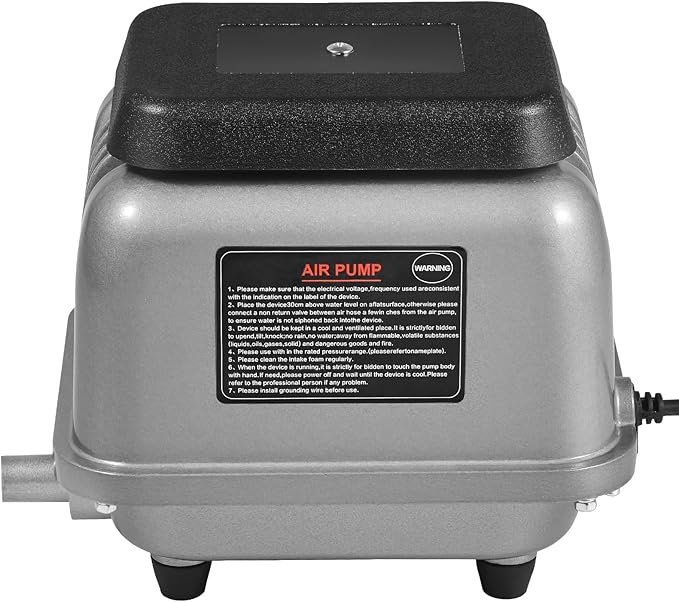 VEVOR Linear Air Pump, 90L/Min Air Flow Septic Aerator Pump, Aeration System for 1/4 Acre 10 FT Deep Ponds, Water Gardens, Waste Treatment, Septic Tanks, Aquariums, Seafood Restaurants, Fish Farms