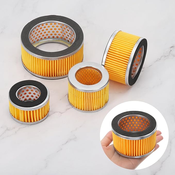 PATIKIL 3.2 x 2 Inch Air Compressor Intake Paper Filter 4 Pack Piston Type Air Filter Elements Replacement for Blowers Generators Filter Particles to Reduce Noise, Yellow