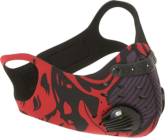 ASA TECHMED Reusable Dual Air Breathing Valve Face Mask Cover with Activated Carbon Filter (Tactical Red)