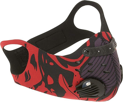 ASA TECHMED Reusable Dual Air Breathing Valve Face Mask Cover with Activated Carbon Filter (Tactical Red)